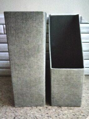 DUO: Linen Covered Slate Grey File Magazine Holders (A)